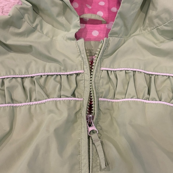 Hawke & Co Kids Lime Raincoat with Pink Polka Dot Lining - Picture 3 of 6